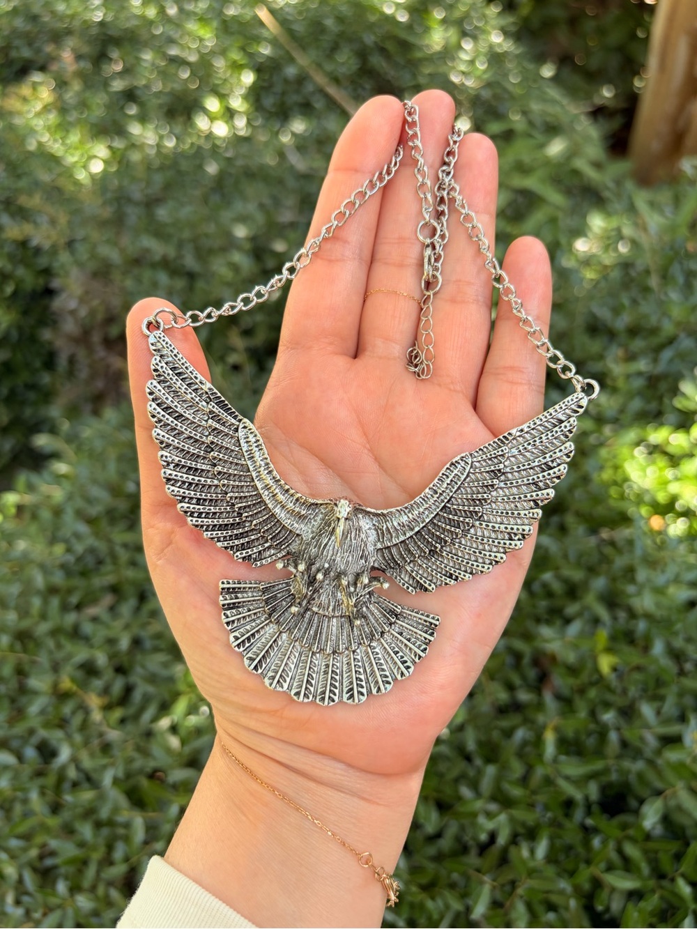Vintage Eagle Statement Necklace - Silver Eagle Necklace - Picture 9 of 11